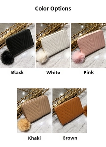 Quilted V-pattern mini wallets collection in black, white, pink, khaki and brown colors