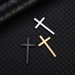 Mirror polished stainless steel cross pendants in silver, gold, and black finishes