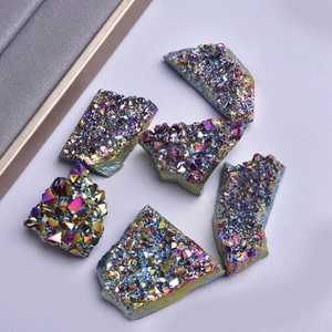 Rainbow titanium coated quartz crystal cluster raw stones for home desktop decoration