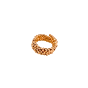 Vintage multi-layer rose gold beaded adjustable ring with faceted spiral design