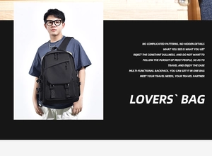 Multi-functional black backpack on a model with a professional minimalist design