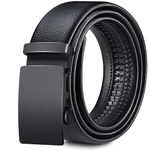 Men's Business Casual Automatic Buckle Belt PU Leather Ratchet Belt With Metal Buckle