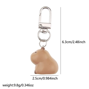 Detailed view of 3D Capybara keychain dimensions 6.3cm height with resin texture