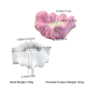 Wave-shaped silicone mold for candle holders and storage trays with size dimensions