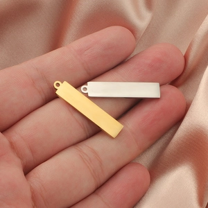Mirror polished 6x30mm rectangular stainless steel pendants in gold and silver