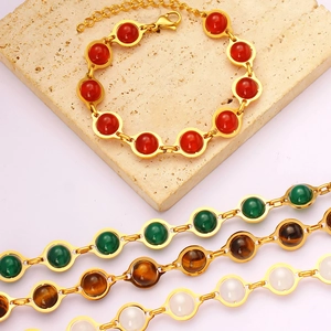 Elegant bohemian turquoise beaded bracelets with gold rings and colorful gemstones