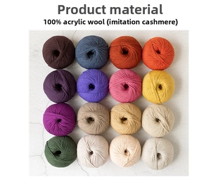 Detail view of 16 colors of 100% acrylic cashmere-like yarn for knitted tote bags