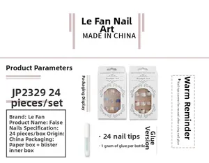 Détails du kit de faux ongles ovales aurora comprenant 24 pièces et une colle de 1g