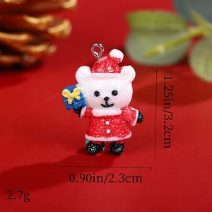 Macro view of Christmas bear resin pendant with precise height and weight measurements