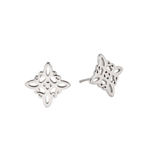 Elegante hohle Hexenknoten S-förmige Edelstahl-Ohrstecker in poliertem Silber-Finish