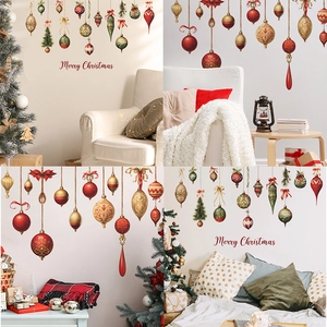 Christmas Wall Stickers PVC Ball Ornament Decals For Window Glass Door Home Decor Self Adhesive Merry Christmas