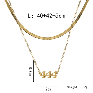 Gold double-layered stainless steel necklace featuring a 444 angel number pendant design