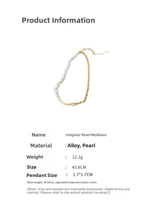 Détails du collier de perles irrégulières avec spécifications de longueur et de poids