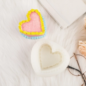Heart-shaped silicone mold for DIY candles and cakes with wave textured border