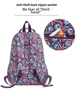 Detail of waterproof Oxford cloth backpack with back anti-theft zipper pocket for phone