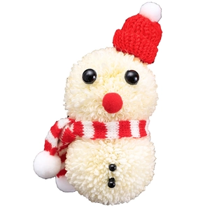DIY Christmas snowman decoration made of white ping pong mum flowers with red hat and scarf