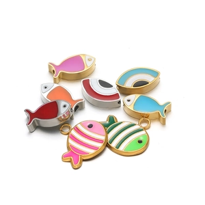 Stainless Steel Fish Evil Eye Charms Colorful Enamel Pendants For DIY Jewelry Making Bracelet Necklace Accessories