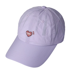 Quick-dry breathable lavender baseball cap with a red heart FAMILY embroidery patch