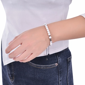 Be Brave Morse code bracelet with natural white turquoise beads on an adjustable cord