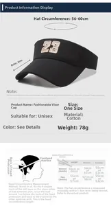 Size chart for unisex cotton sun visor hat with embroidery and 56-60cm head circumference