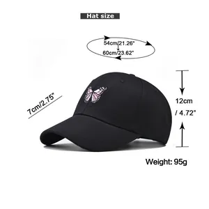 Guide des tailles détaillant les dimensions de la casquette en coton brodée papillon