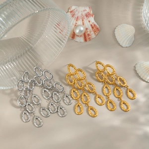 Orecchini a goccia traforati placcati oro 18K in acciaio inossidabile oro e argento