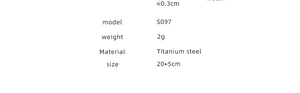 Specifications for model S097 titanium steel anklet weight 2g and size 20 plus 5cm
