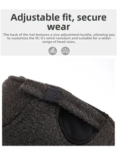 Détail de la boucle réglable et du tissu en laine chaude sur la casquette d'hiver