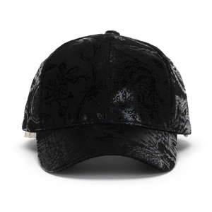 Berretto da baseball nero con stampa floreale paisley e visiera curva parasole