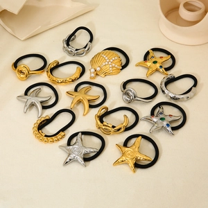 Elastici Per Capelli In Acciaio Inossidabile Stella Marina Conchiglia Nodo Geometrico Strass Perla Artificial Porta Coda Di Cavallo