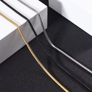 Three premium stainless steel snake bone chains in gold black and silver finishes