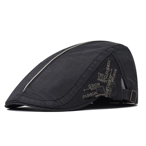 Men Cotton Flat Cap Adjustable Ivy Driving Hat Vintage Newsboy Cabbie Cap With Letter Embroidery Retro Style