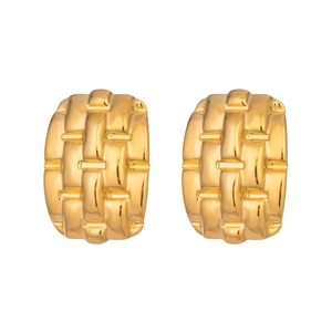 Boucles d'oreilles clous géométriques tissées en acier inoxydable plaqué or 18 carats