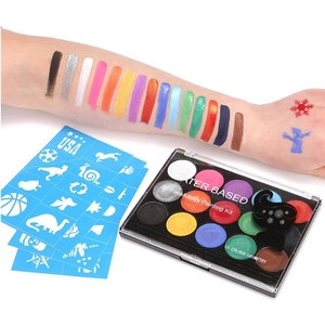 15-color water-based face and body painting kit with stencil templates for Cosplay