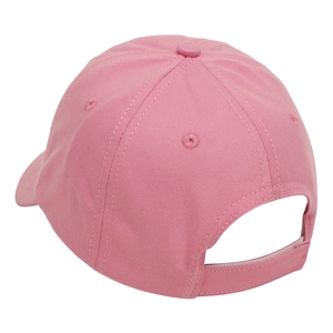 Rear view of pink kids baseball cap showing adjustable strap and 6-panel cotton canvas