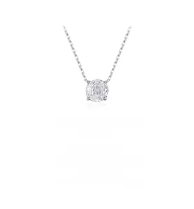 Macro detail of rose cut zircon pendant in classic four-claw S925 sterling silver setting