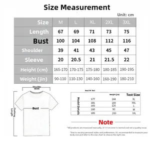 Detailed size chart for men's summer cargo sportswear set with manual measurements