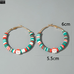 Christmas wreath earrings with Santa charm, 6cm diameter, 5.5cm height, 13.1g weight