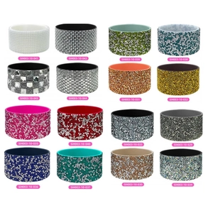 Assorted diamond-studded silicone boot sleeves for tumblers in multiple colors