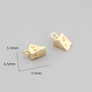 Cheese shaped gold plated pendant charm for jewelry making with 11mm dimensions