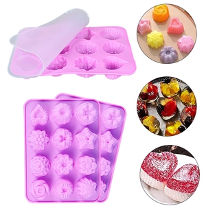 Moule En Silicone Rose Coeur Etoile Souple Antiadhésif Qualité Alimentaire Pour DIY Chocolat Bonbons Gelee Cuisson Avec Couvercle