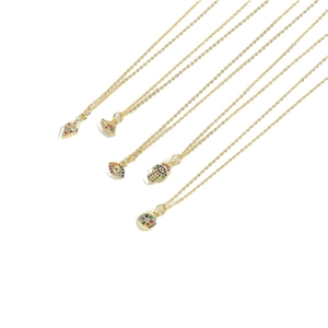 Gold-plated necklaces with Tree of Life and Evil Eye pendants and colorful zircons