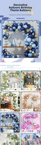 Balloon arch kit details showing various color schemes with assembly accessories included
