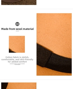 Macro shot of orange-brown wool felt material and black ribbon detail on a flat top fedora