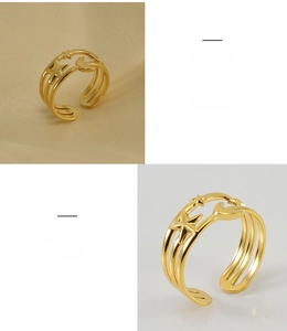 Detailansicht des vergoldeten Edelstahlrings mit Stern- und Mond-Ausschnittmuster