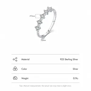Minimalistischer S925 Sterlingsilber Ring mit Seilband und fünf funkelnden Zirkonien