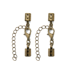 Detail of bronze lobster clasp and extender chain set for DIY jewelry making