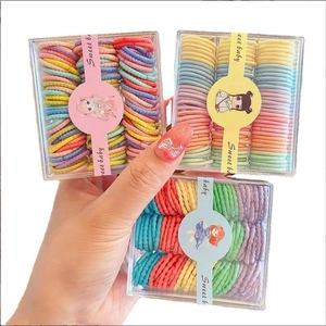 Three boxes of high elasticity colorful hair bands for kids with cute sweet baby packaging