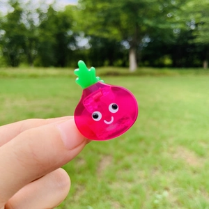 Cute vegetable acetate mini hair claw clip with a smile face design in pink and purple