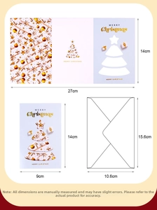 Size guide for pop-up Christmas cards showing card dimensions and envelope measurements